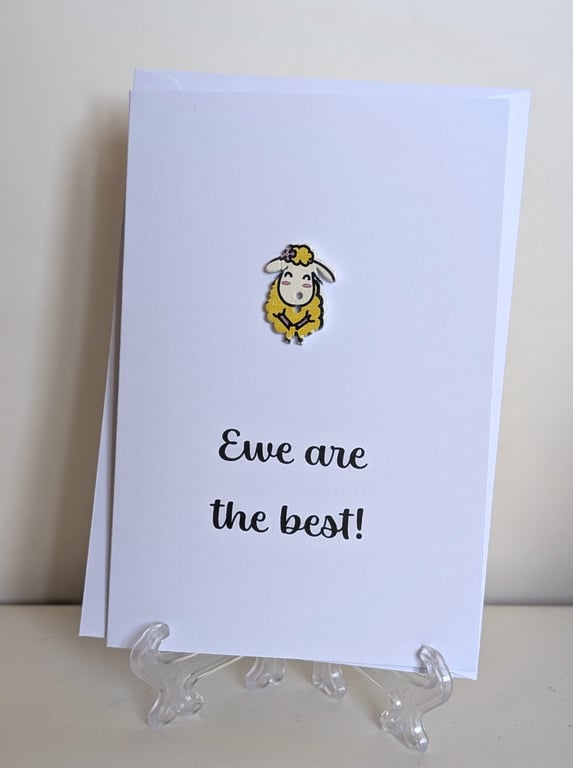 Ewe are the best with a sheep button greetings card