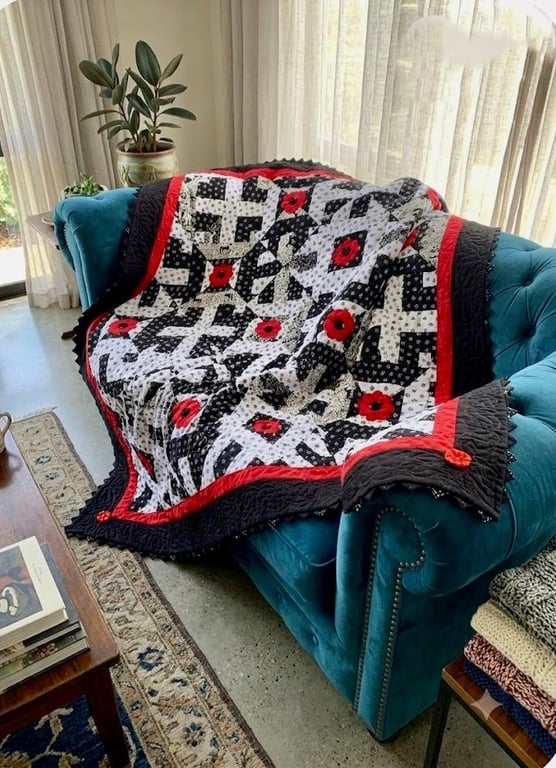 patchwork Poppies On Monochrome