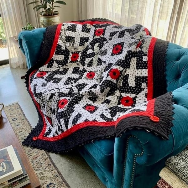 patchwork Poppies On Monochrome