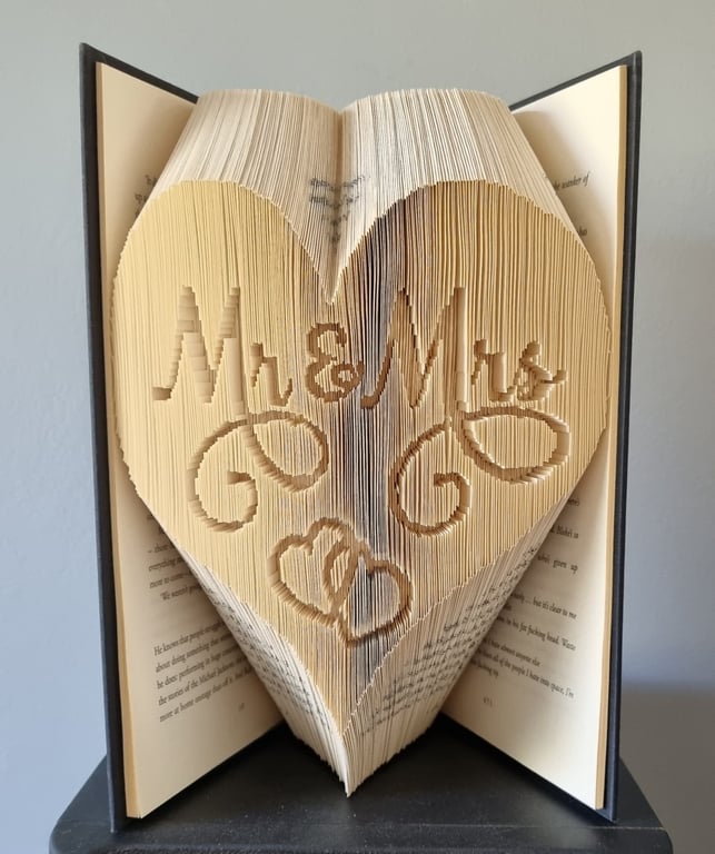 Mr & Mrs, small hearts Heart COMBI Book Folding Pattern - EMAILED PDF PATTERN