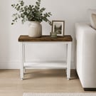 Handmade Rustic Pine Sofa Table - Dark Walnut & White Slim Small Console Table