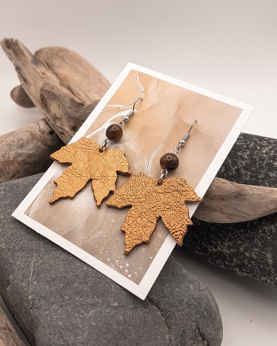 Metallic sales leather earrings