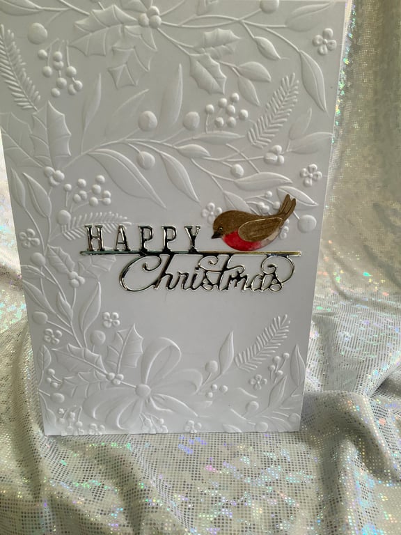 Sending you Christmas Cheer with Little Robin Redbreast perched on High