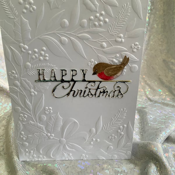 Sending you Christmas Cheer with Little Robin Redbreast perched on High