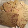 Handstamped Time Travel Gift Tags x 6