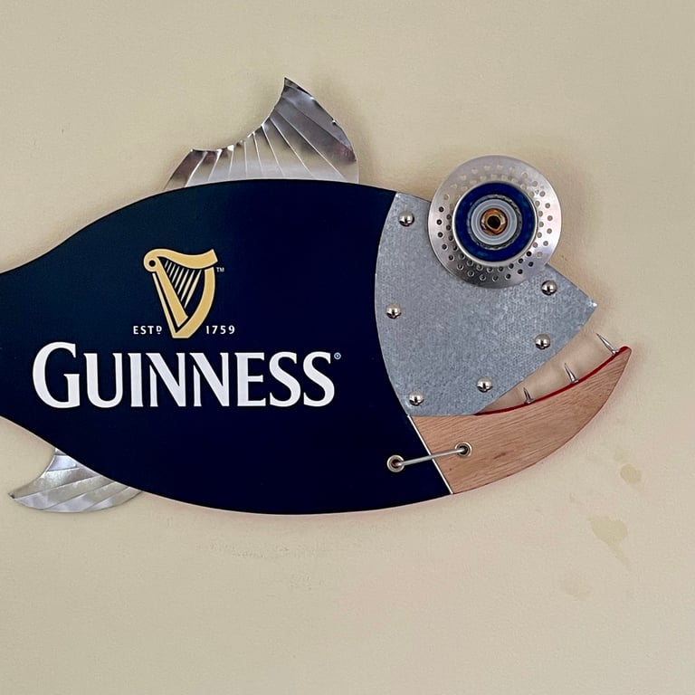 Irish Guinness Stout St Patricks Day Weird Fish Garden Bar Fisherman Wall Art  