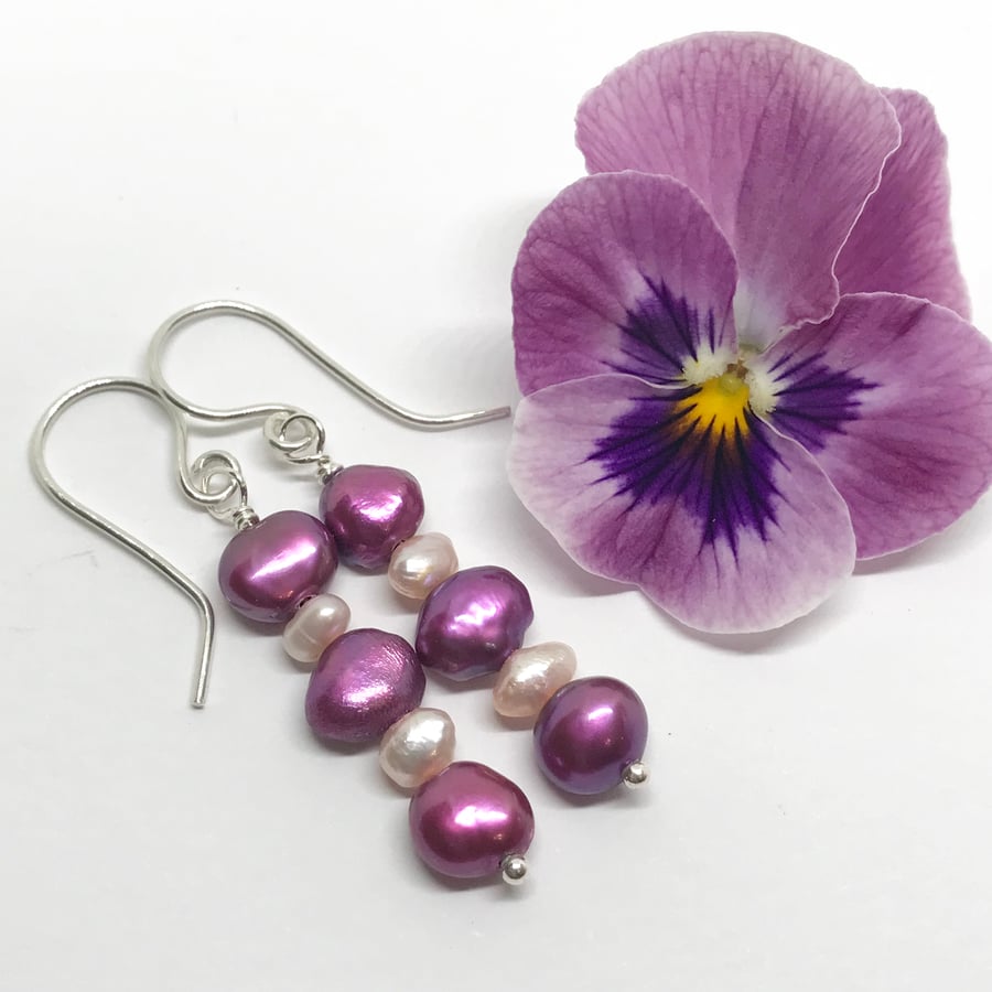 Sterling Silver Pearl Earrings, Gift For Her