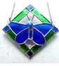 Butterfly Framed Stained Glass Suncatcher Blue Green Tile - Image 5