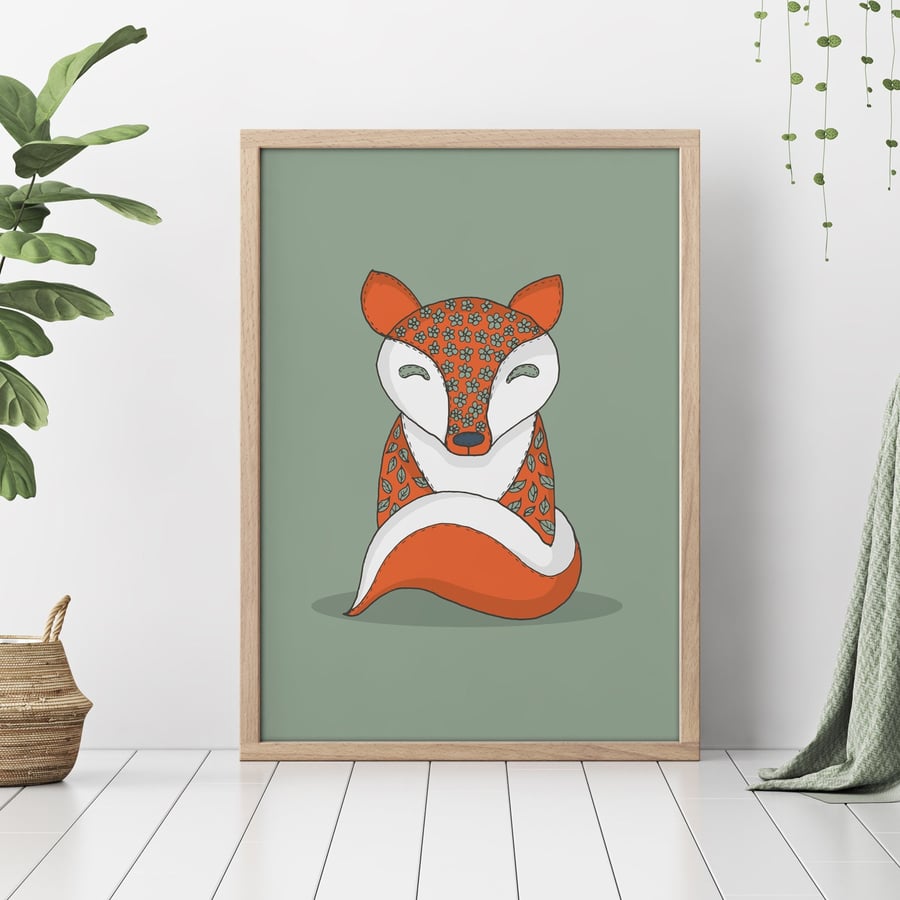 Fox Wall Art Print, Nursery Print, Fox Print, Wildlife Art, Nursery Decor, 
