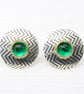 Handmade Zigzag ear studs, sterling silver with green Spinel gemstones. - Image 2