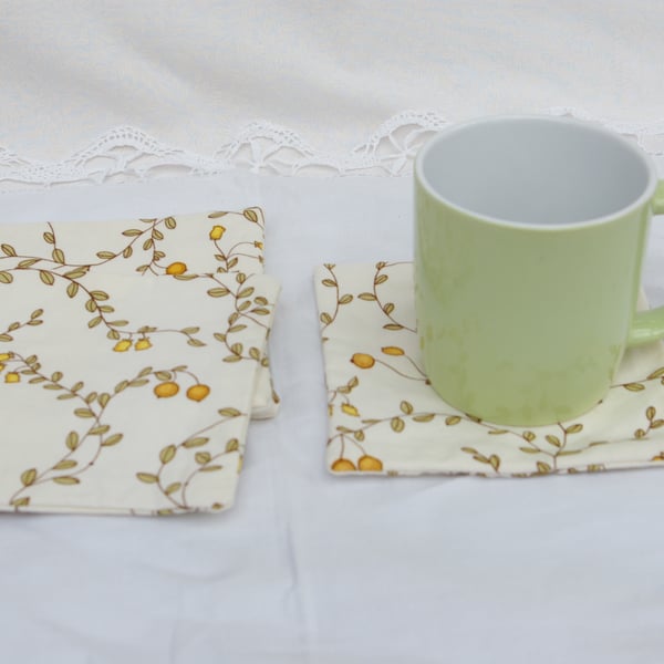 Coasters four large cotton orange and lemon coasters