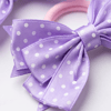Set of 2 Purple Ribbon Bows on Hair Elastic – Layered Polka Dot Hair band