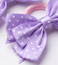 Set of 2 Purple Ribbon Bows on Hair Elastic – Layered Polka Dot Hair band