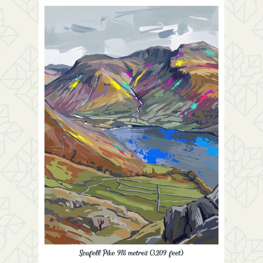 Scafell Pike Lake District Art Print – A2 Unframed