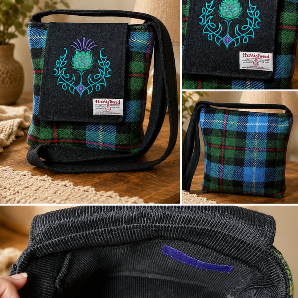 Robertson Tartan crossbody bag with thistle 