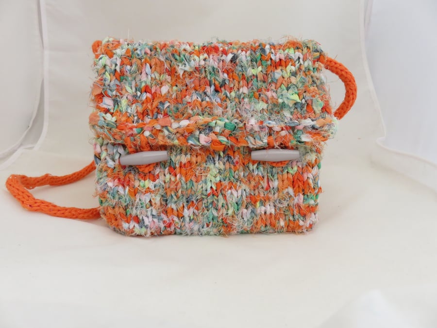 Knitted Bag - from 'torn fabric yarn'