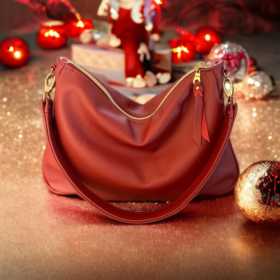 Brick Red Leather Bag - Christmas Gift