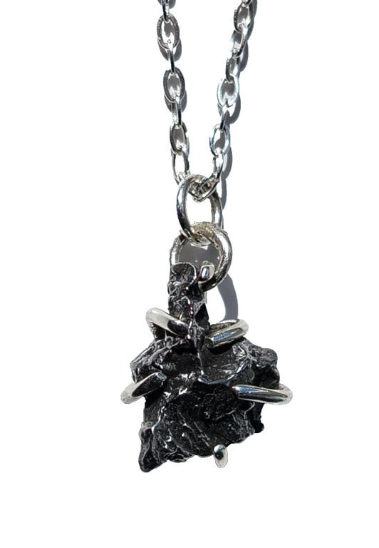 Necklace Silver Meteorite Jewellery Gift Campo del Cielo Claw Set Pendant 925