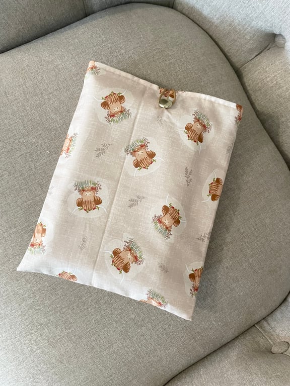 Cottage Core Highland Cow Book Sleeve