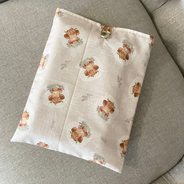 Cottage Core Highland Cow Book Sleeve