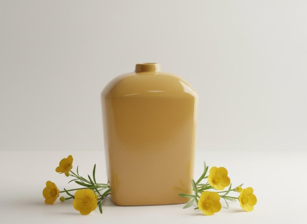 Yellow glazed porcelain bottle, handmade slip cast decor vase