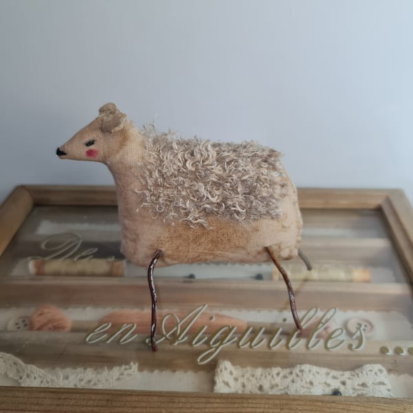 Handmade primitive sheep soft sculpture 2