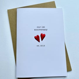 Anniversary Card Initials & Date Girlfriend Boyfriend Partner Engagement Wedding