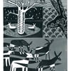 Donkey Collage No.2 two-colour linocut print
