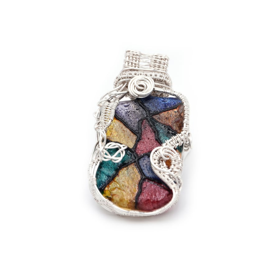 Seaglass pendant, stained glass in Gaudi style