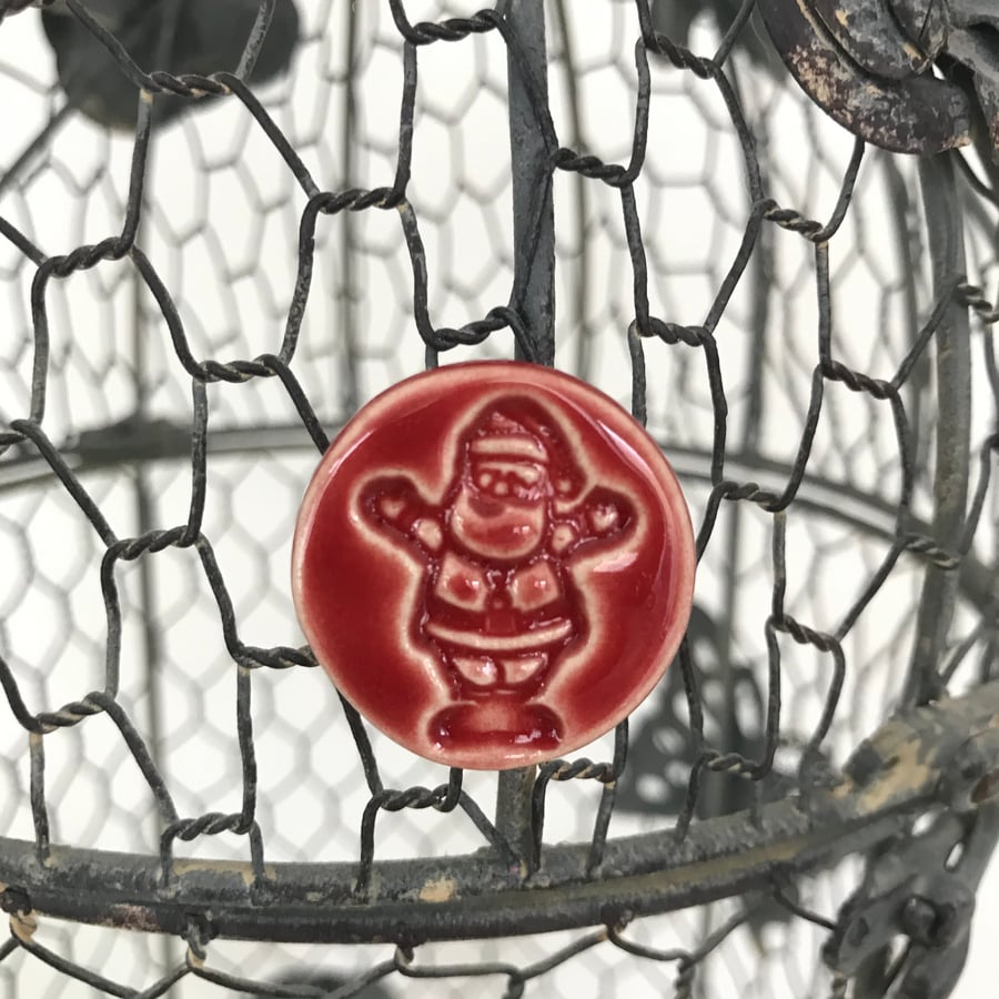 Ceramic Christmas magnet (Red Santa)