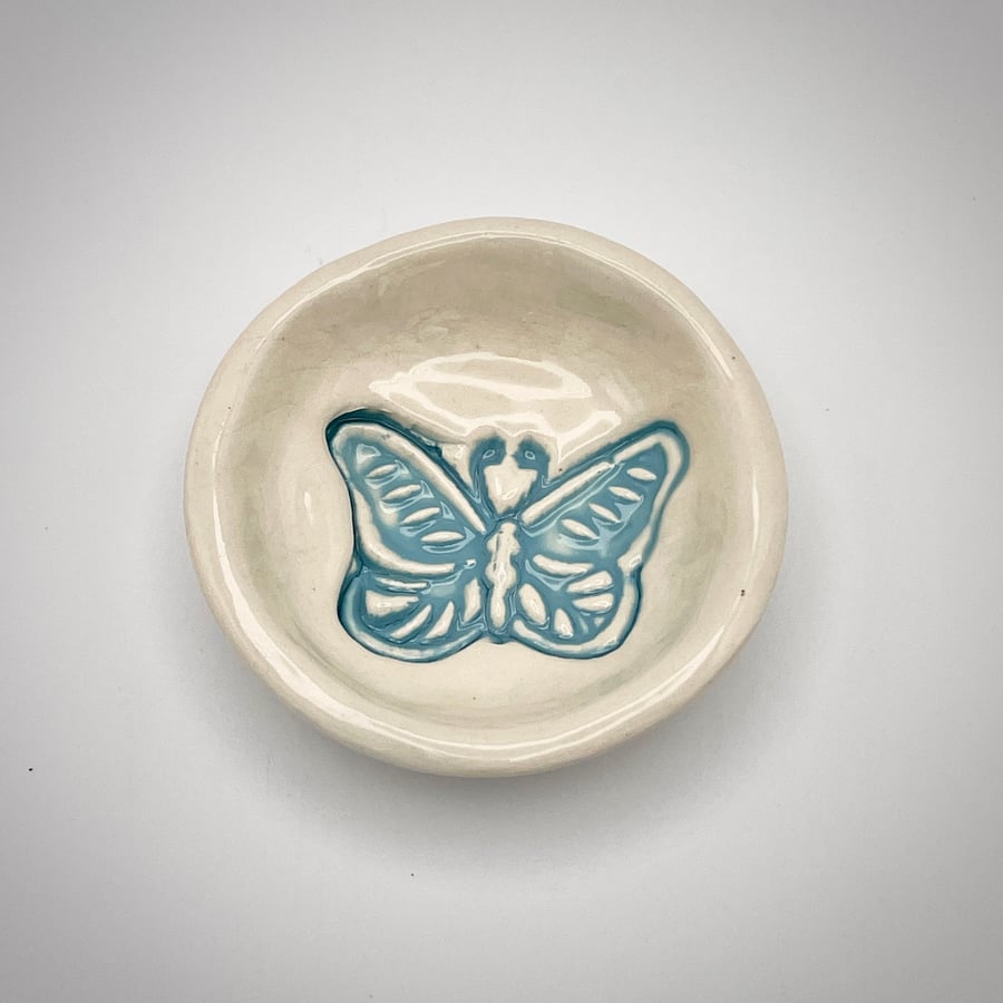 NEW! Aquamarine butterfly trinket dish