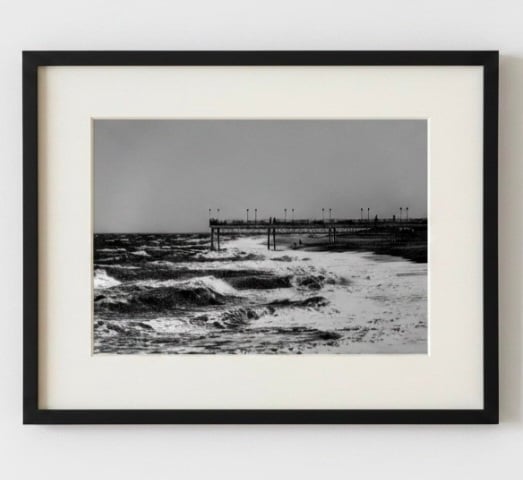 Skegness Beach & Pier Black & White Photo Print – Seaside Storm 