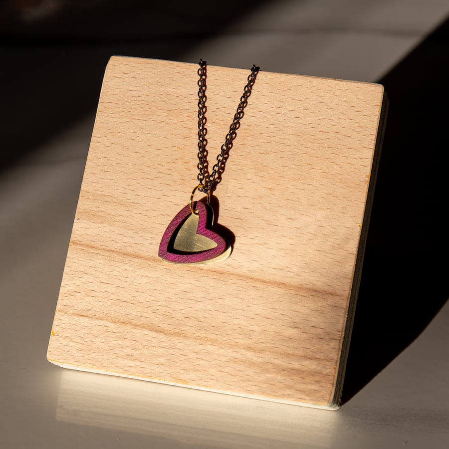 Tangled Hearts Necklace - Laser Cut and Hand Cut Brass Heart Necklace