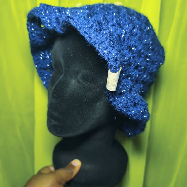 Navy Glitter Bucket Hat