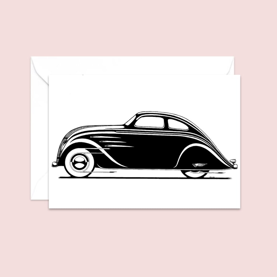 Classic Car Greeting Card: Pen and Ink Illustration (412)