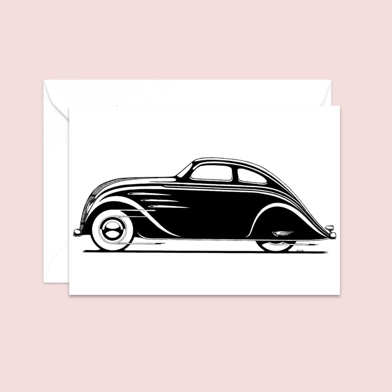 Classic Car Greeting Card: Pen and Ink Illustration (412)