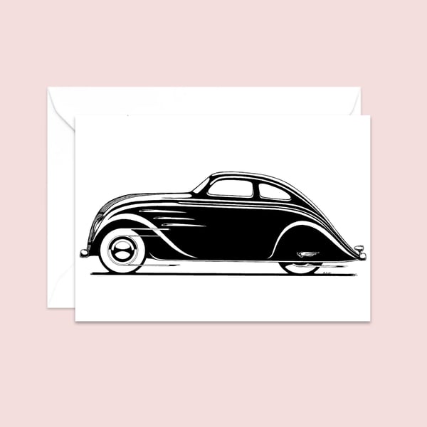 Classic Car Greeting Card: Pen and Ink Illustration (412)