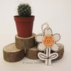 Pottery Flower Ceramic hanging decoration. Illustrated Flower pottery decoration