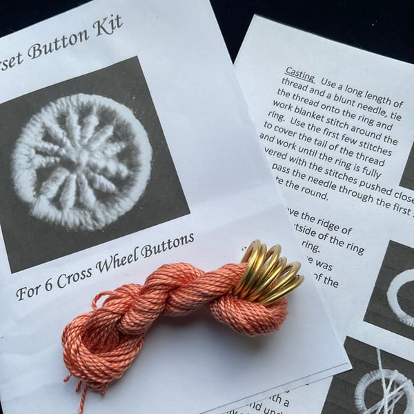 Kit to Make 6 x Dorset Cross Wheel Buttons, Apricot