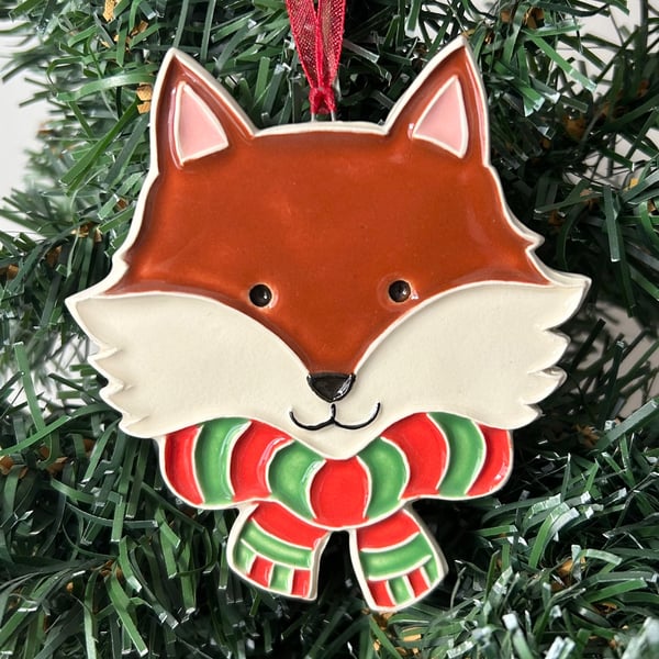 Christmas Fox ceramic decoration in a presentation box