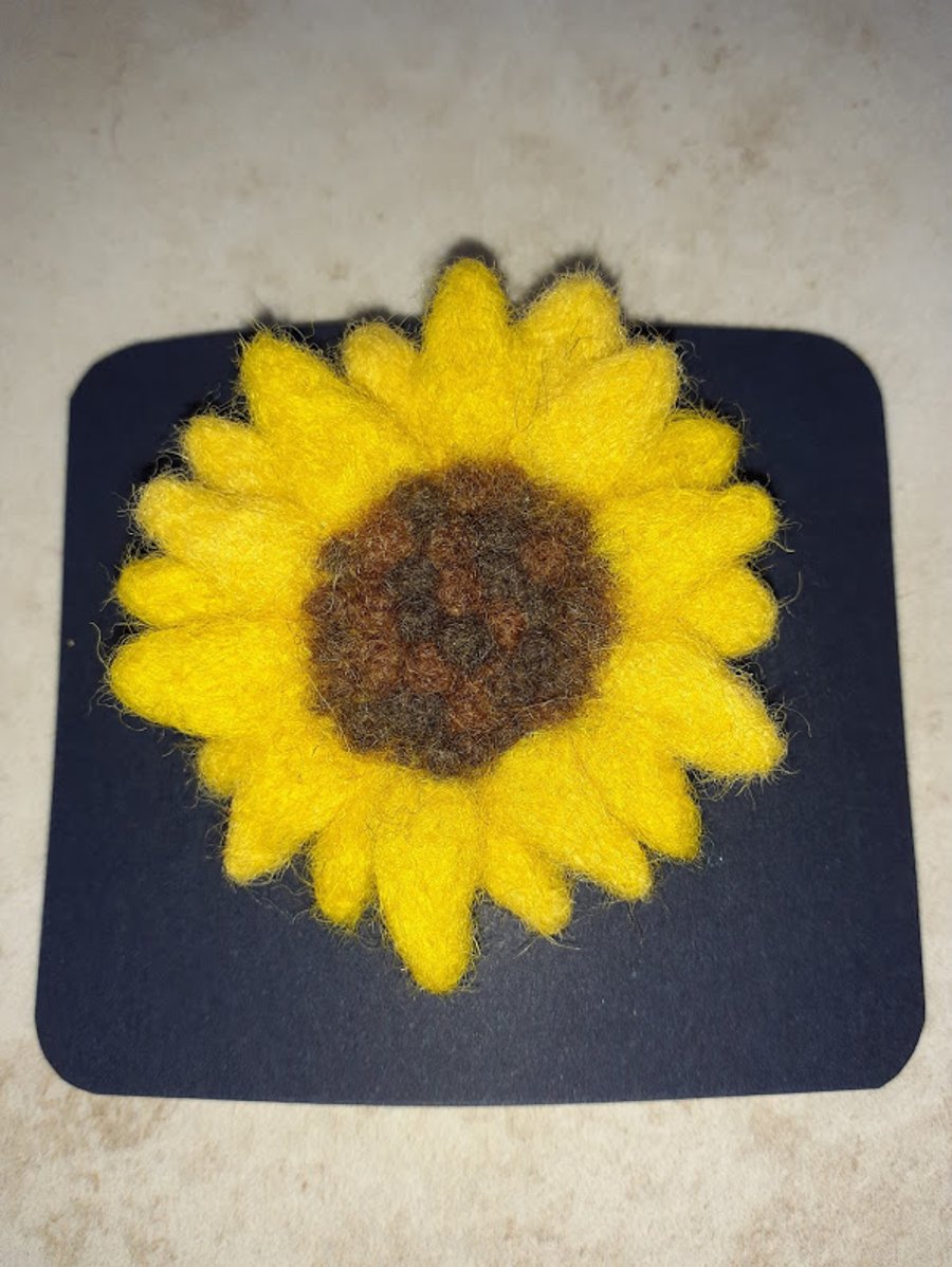 Needle Felted Sunflower Brooch