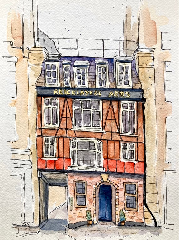 Bricklayers Arms Belgravia Central London original watercolour  fine art