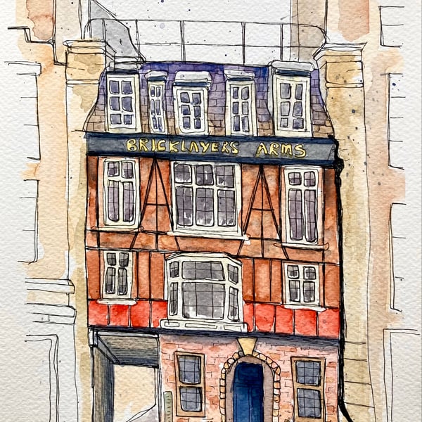 Bricklayers Arms Belgravia Central London original watercolour  fine art