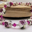 Ceramic Cube and Crystal Necklace