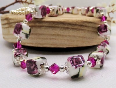 Ceramic Cube and Crystal Necklace