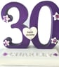 Personalized 30th Birthday Plaque: Amethyst Wooden Number, Diamante Stars