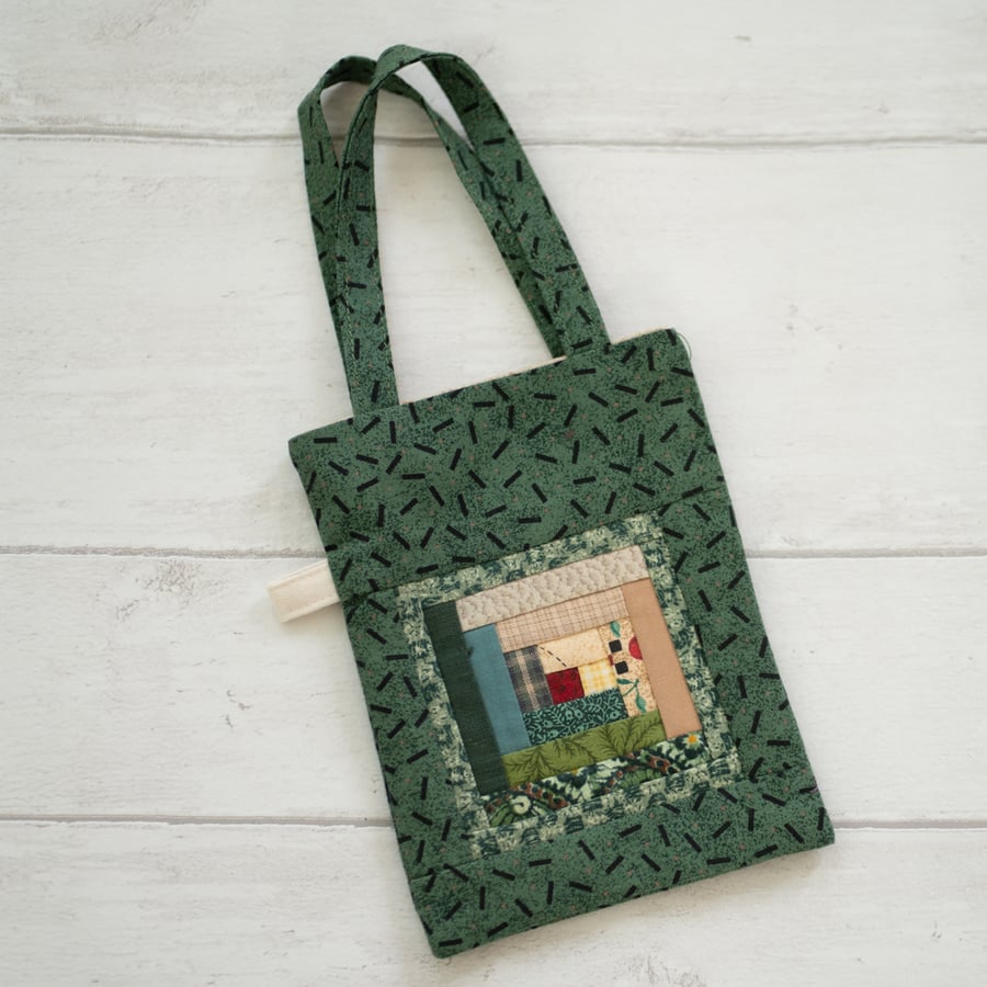Green Patchwork Log Cabin Gift Bag