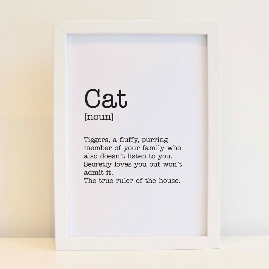 Personalised Cat Definition Print - Wall Art, Home Decor,  Free delivery