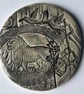 Textured Ceramic Plaque: Lion and Birds