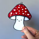 Stained Glass Smiling Mushroom Sun Catcher
